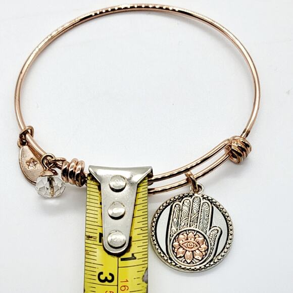 Unwritten GOOD VIBES Rose Gold Silver Plated Crystals Adjustable Charm Bracelet - Picture 7 of 8